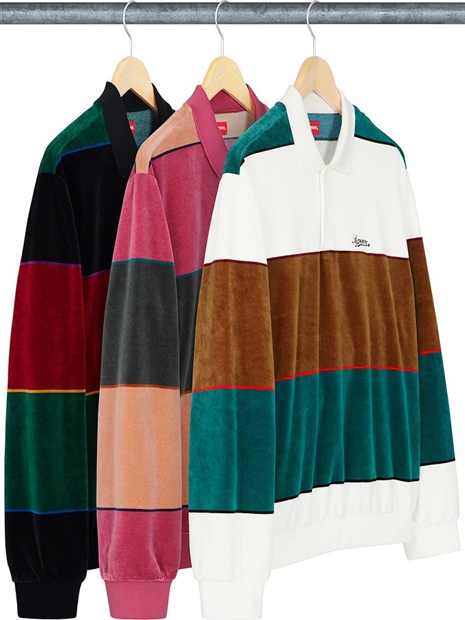 Stripe Velour L/S Polo